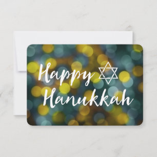 gelukkige hanukkah bokeh lichten kaart