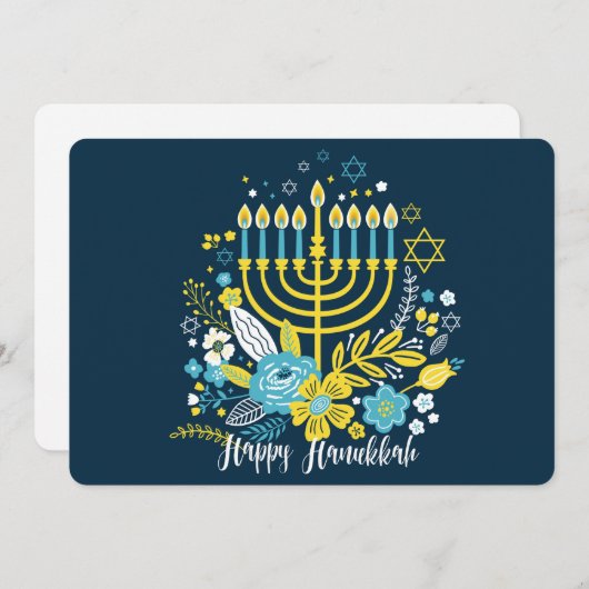 Gelukkige Hanukkah-menorah-kaarsen. Vakantiekaart Feestdagenkaart (Voorkant / Achterkant)