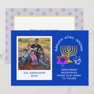 Gelukkige Hanukkah Zegeningen BARUCH ATAH ADONAI F Feestdagenkaart