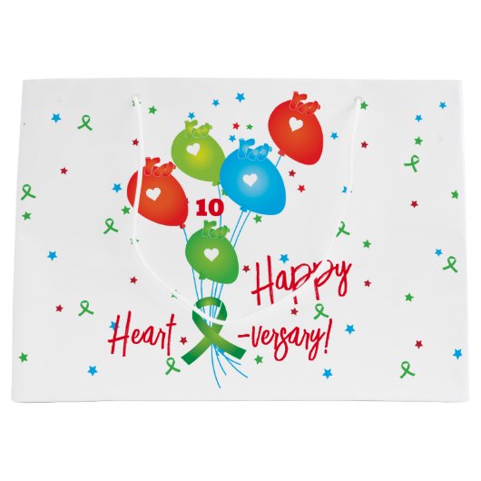 Gelukkige hart-verjaardag ballonnen transplantatie groot cadeauzakje (Voorkant)