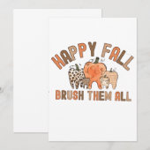 Gelukkige Herfst Borstel Ze Allemaal Tandarts Tand Kaart (Voorkant / Achterkant)