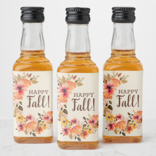 Gelukkige Herfst Herfst Bloemstuk Mini Likeurfles Etiket