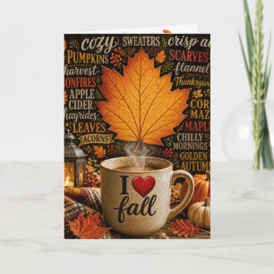 Gelukkige Herfst Koffie met Woordwolk Kaart