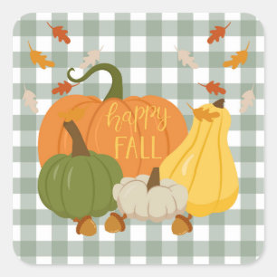  Gelukkige Herfst Pompoenen Vierkante Sticker