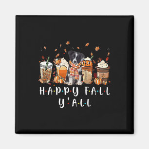 Gelukkige Herfst Y'all Border Collie Hond Koffie P Magneet