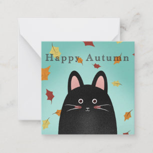 Gelukkige herfst zwarte kat notitiekaartje