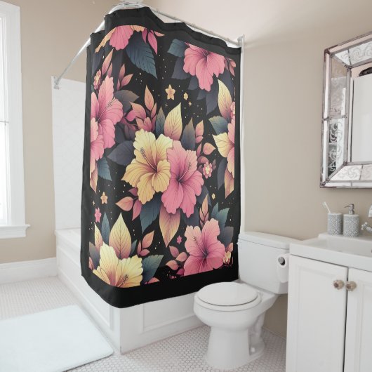 Gelukkige Hibiscus Douchegordijn (In situ)