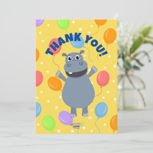 Gelukkige Hippo bedankkaarten (horizontaal) Bedankkaart (Staand voorkant)