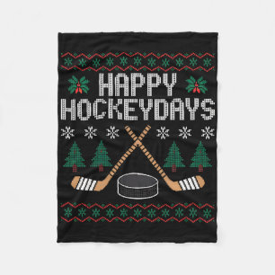 Gelukkige Hockeydagen Grappige IJshockey Lelijke K Fleece Deken