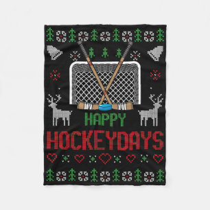 Gelukkige Hockeydagen Hockeydagen Lelijk Kerstmis  Fleece Deken