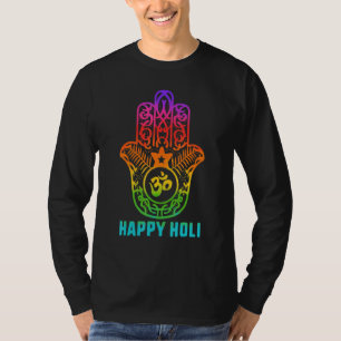 Gelukkige Holi Kleurrijke Hamsa Kleuren India Cult T-shirt