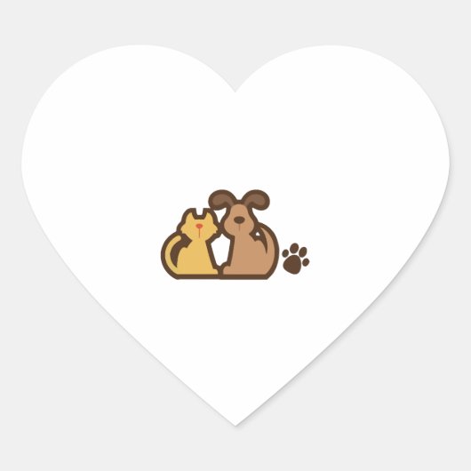 Gelukkige hond en kat hart sticker (Voorkant)