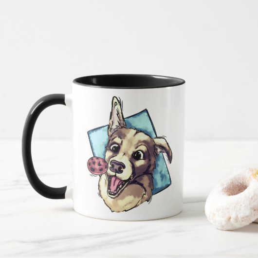 Gelukkige hond en koekje mok (Met donut)