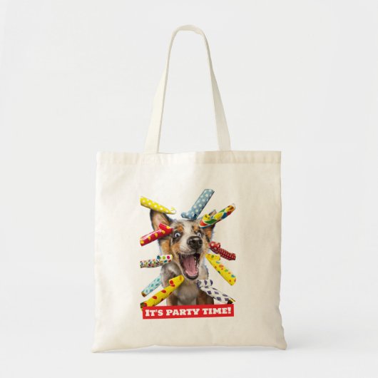 Gelukkige Hond Feest Toeters Tote Bag (Voorkant)