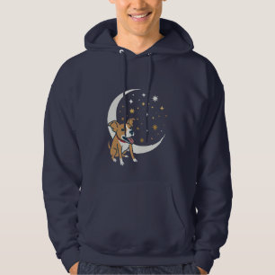 gelukkige hond onder een magische maan en sterren hoodie