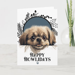 Gelukkige Howlidays Pekinees Hond Feestdagen Kaart