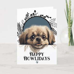 Gelukkige Howlidays Pekinees Hond Feestdagen Kaart