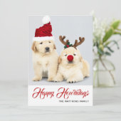 Gelukkige Howlidays Puppies Hond Kerstmis Vakantie Feestdagenkaart (Staand voorkant)