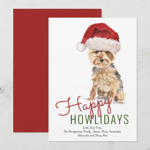Gelukkige Howlidays Yorkshire Terrier Kerstman Hoe Feestdagenkaart