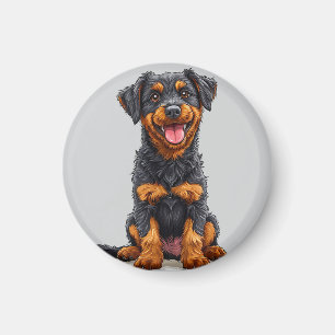 Gelukkige illustratie van een zwart en bruine hond magneet