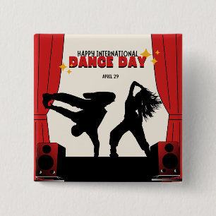 Gelukkige Internationale Dansdag   Wereld Dansdag Vierkante Button 5,1 Cm