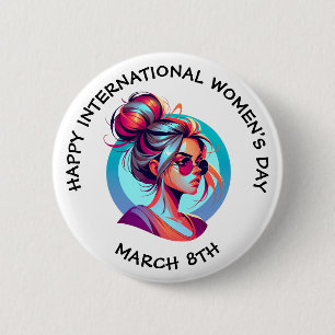 Gelukkige Internationale Vrouwendag 8 maart Ronde Button 5,7 Cm
