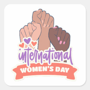 Gelukkige Internationale Vrouwendag Vierkante Sticker