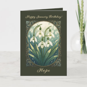 Gelukkige januari-verjaardag Galanthus Flowers Art Kaart