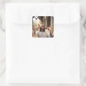Gelukkige Jezus Christus Vierkante Sticker (Tas)