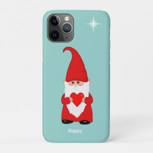 Gelukkige kabouter met hart op turquoise iPhone 11 pro hoesje