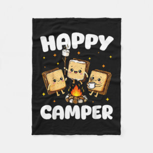 Gelukkige Kampeer Marshmallow Grappige Kamperende Fleece Deken