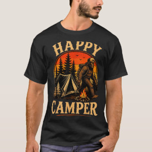 Gelukkige kampeerder bigfoot sasquatch buitenavont t-shirt