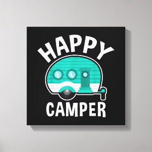 Gelukkige Kampeerder Kampeerwagen Caravan Grappige Canvas Afdruk