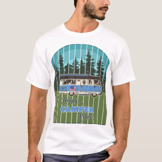 Gelukkige Kampeerder Sfeer Vintage RV Reis T-shirt