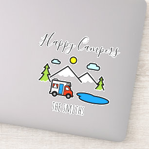 Gelukkige Kampeerders Camping RV Recreatievoertuig Sticker