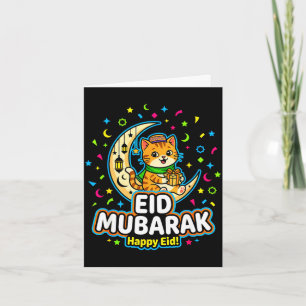 Gelukkige kat eid mubarak voor moslimkinderen eid kaart