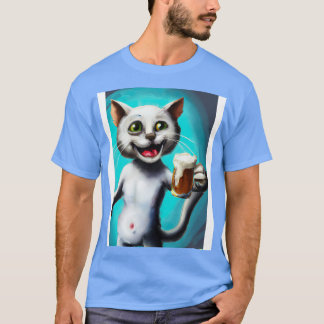 Gelukkige Kat met Bier 1 T-shirt