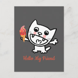 Gelukkige kat met ijs briefkaart