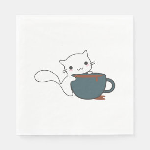 Gelukkige Kat Met Koffie Servet