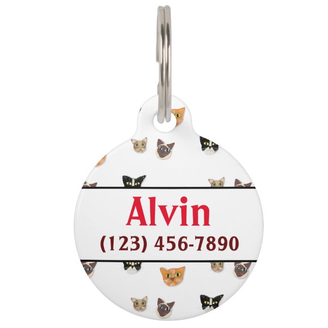 Gelukkige kattenkoppen - Patroon Huisdierpenning (Voorkant)