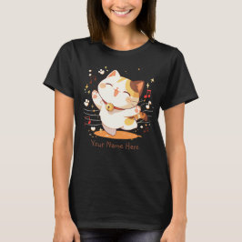 Gelukkige Kawaii Calico Cat dansen op muziek T-shirt