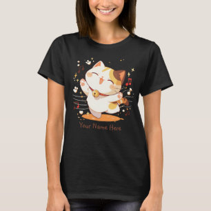 Gelukkige Kawaii Calico Cat dansen op muziek T-shirt