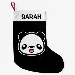 Gelukkige Kawaii Panda Met Aangepaste Naam Kleine Kerstsok
