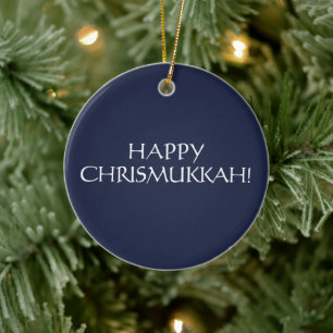 Gelukkige kerst joodse feestdag van de christmukka keramisch ornament