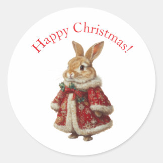 GELUKKIGE KERST KONIJN STICKER