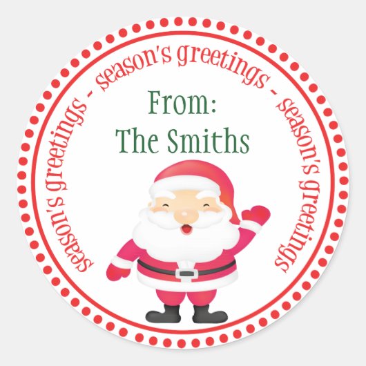 Gelukkige Kerstman Dot Circle Labels (Voorkant)