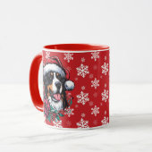 Gelukkige Kerstmis Berner Berg Hond Santa Hat Mok (Voorkant links)