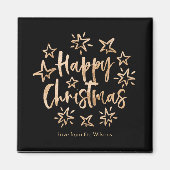 Gelukkige Kerstmis gouden en zwarte Koelkast Magne Magneet (Voorkant)