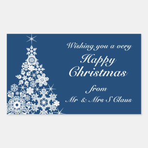 Gelukkige Kerstmis sneeuwvlok boom cadeau labels b