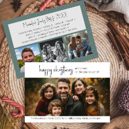 Gelukkige Kerstmis Vier Fotokaart Feestdagenkaart